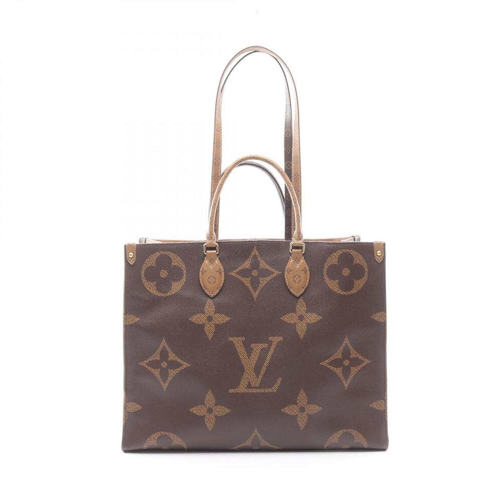 Louis Vuitton On The Go Tote Bag Canvas Monogram Giant Reverse Brown Beige Cream
